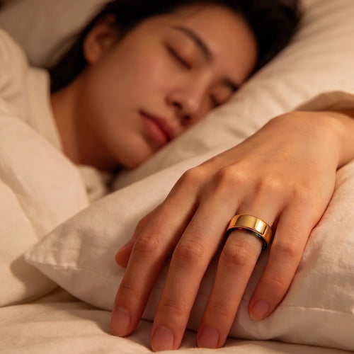 Sleeping in the bedroom while wearing a smart health ring